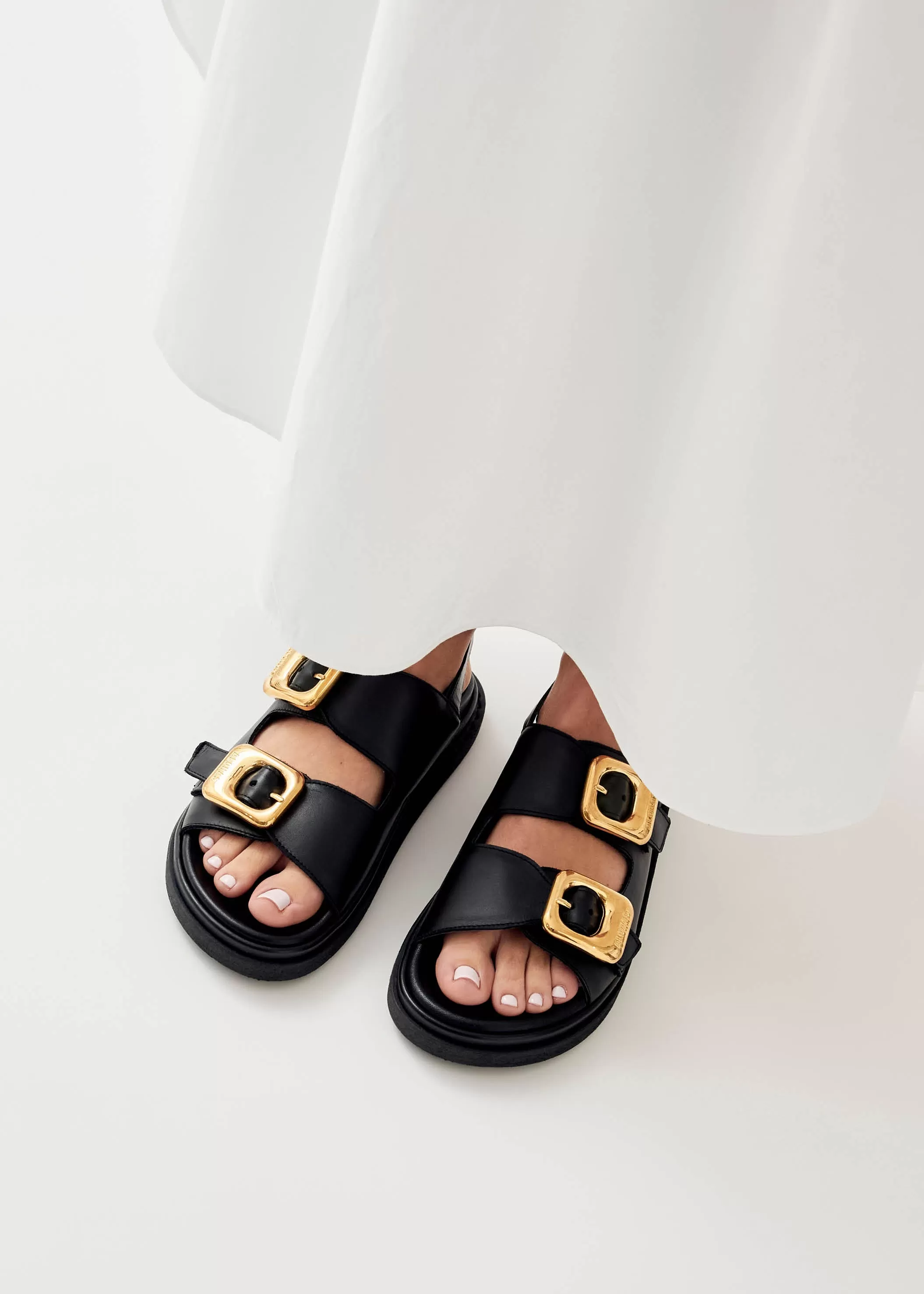 Daria Black Leather Sandals