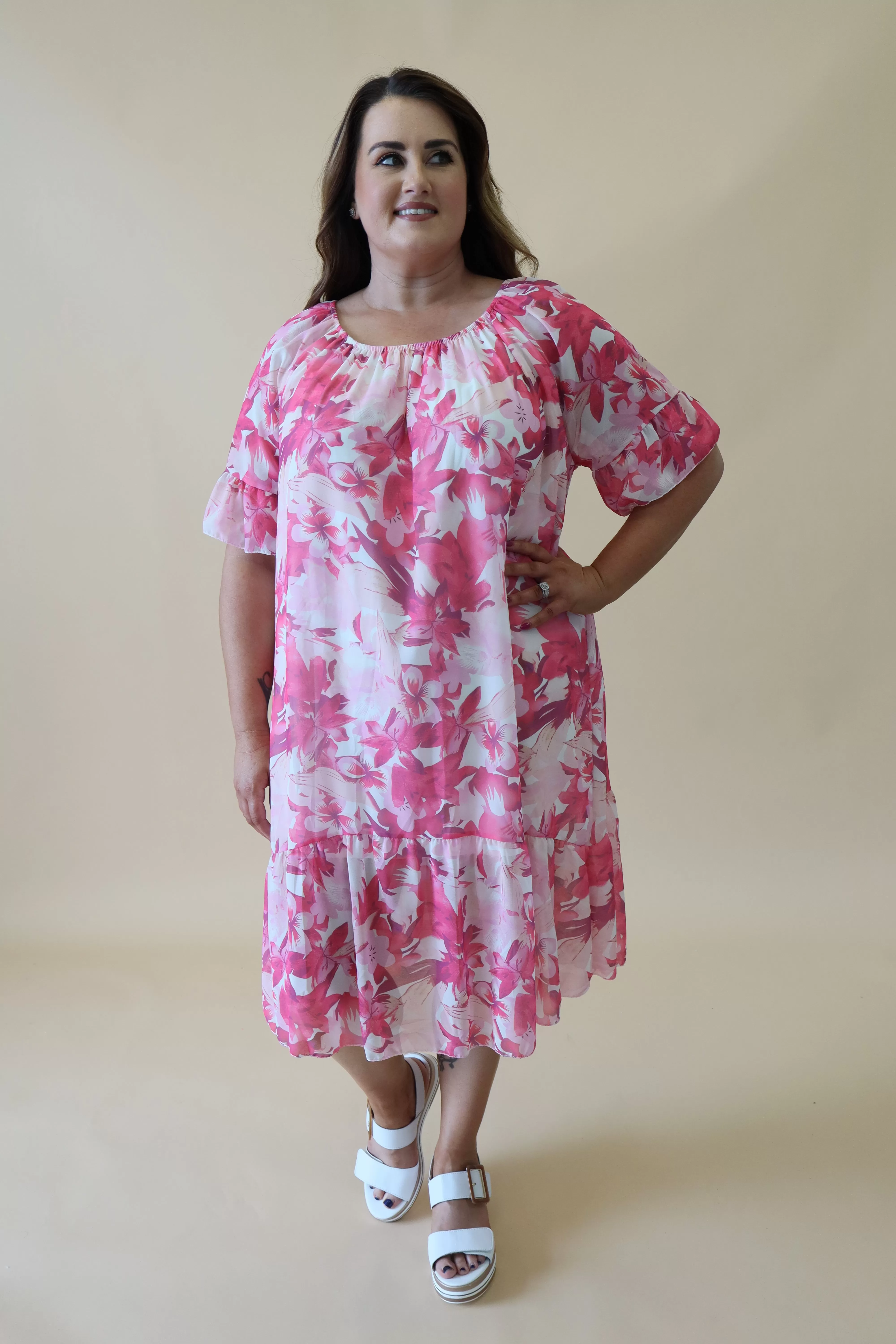 Delilah Dress in Pink Flower