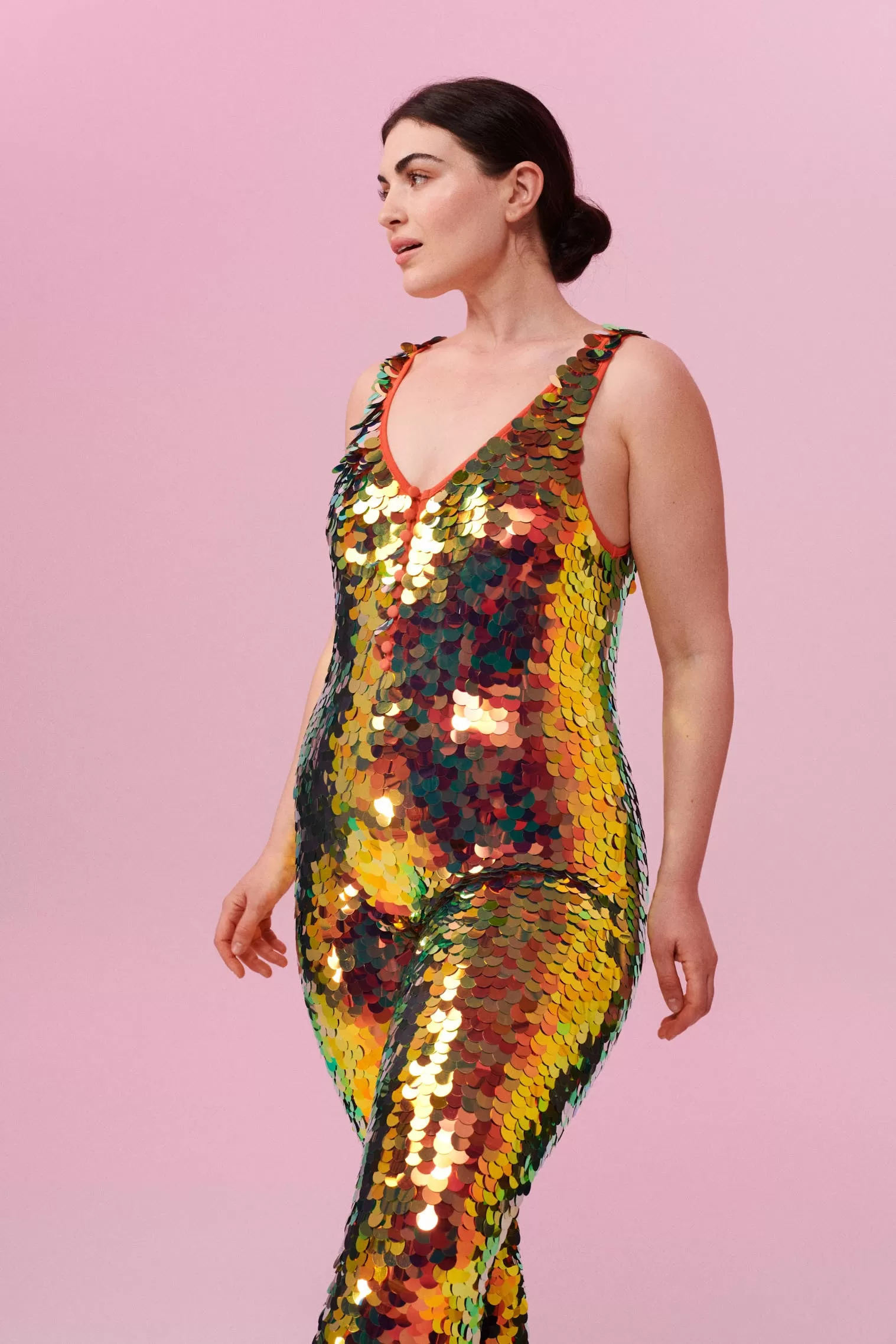 ELECTRA SEQUIN JUMPSUIT - EMBER