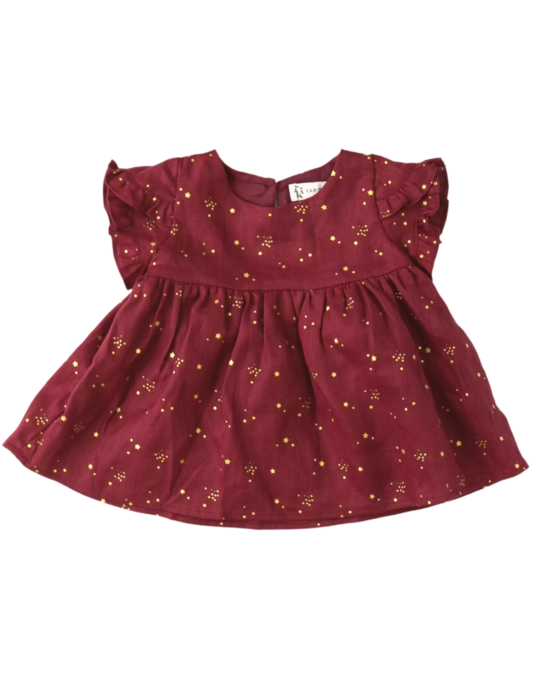 Ella Baby Girl Linen Dress - Golden Stars