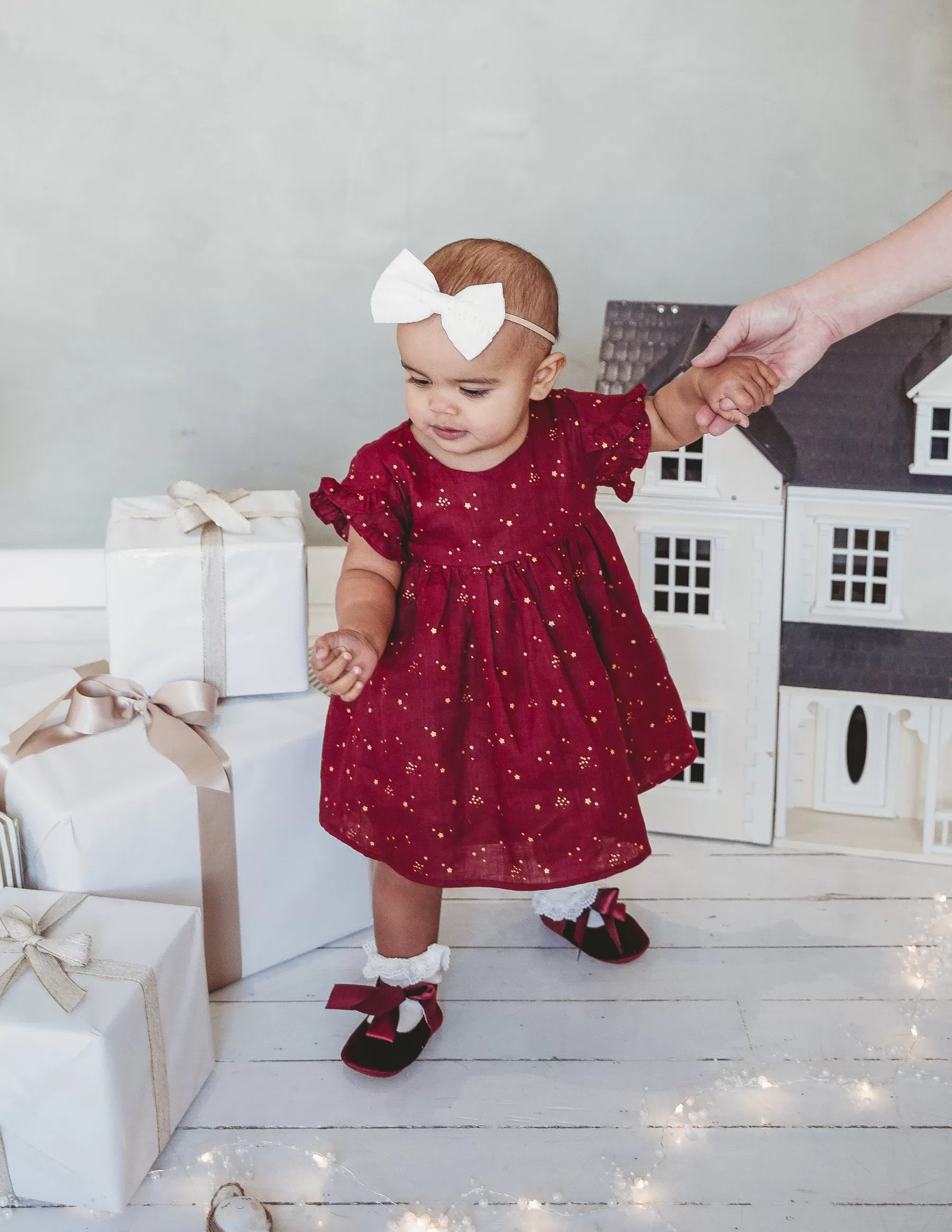 Ella Baby Girl Linen Dress - Golden Stars