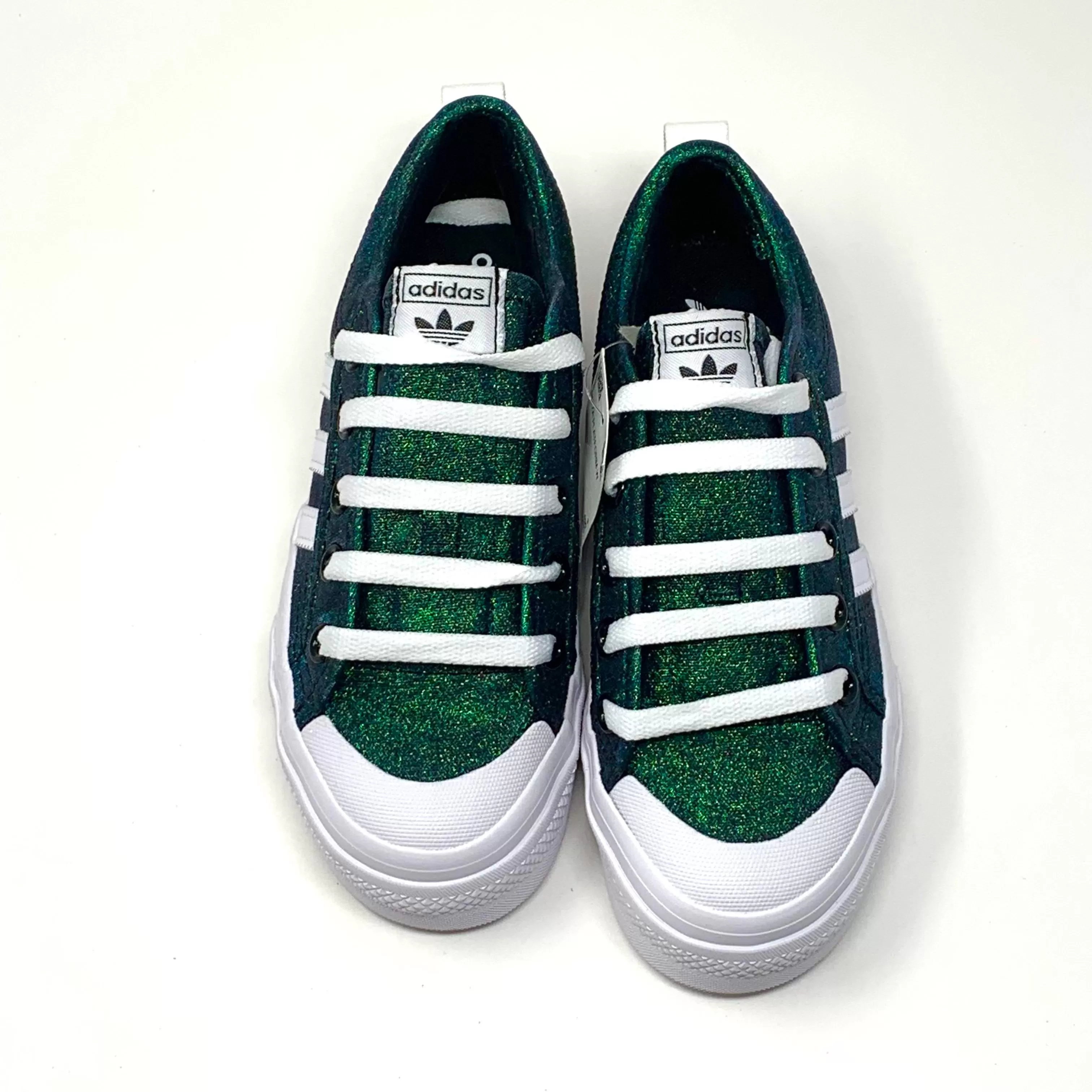 Emerald Glitter Adidas Nizza Platform Shoes