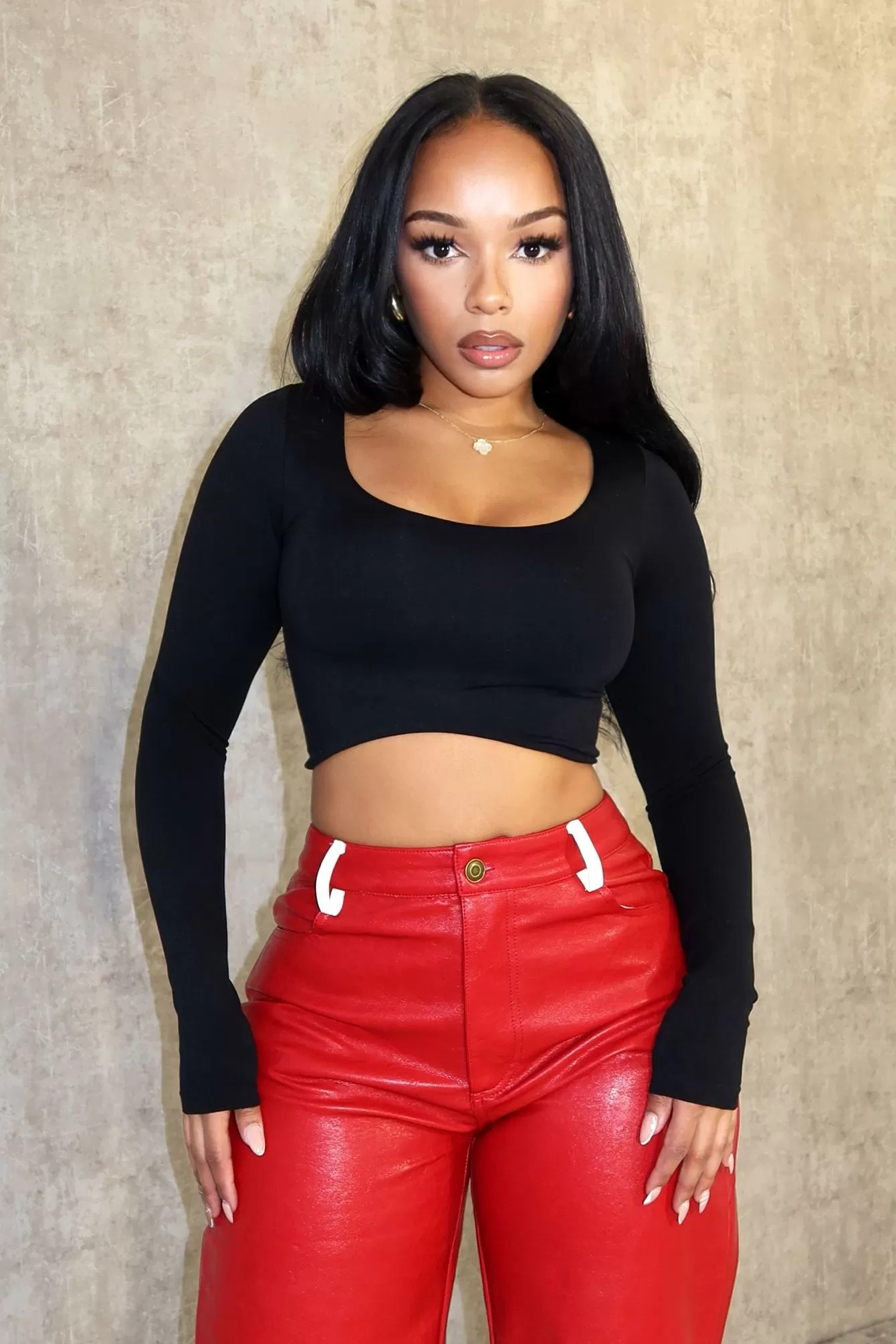 Essential Long Sleeve Basic Crop Top