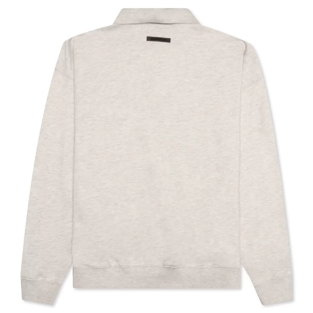 Essentials L/S Polo - Light Heather Oatmeal