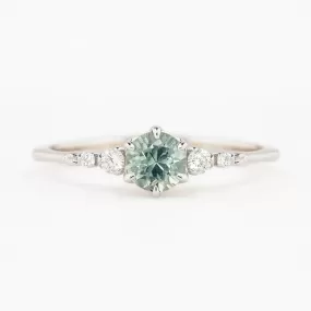 Estel Fleur Ring 4.75mm 0.60ct Light Blue Green Round Montana Sapphire 14K White Gold