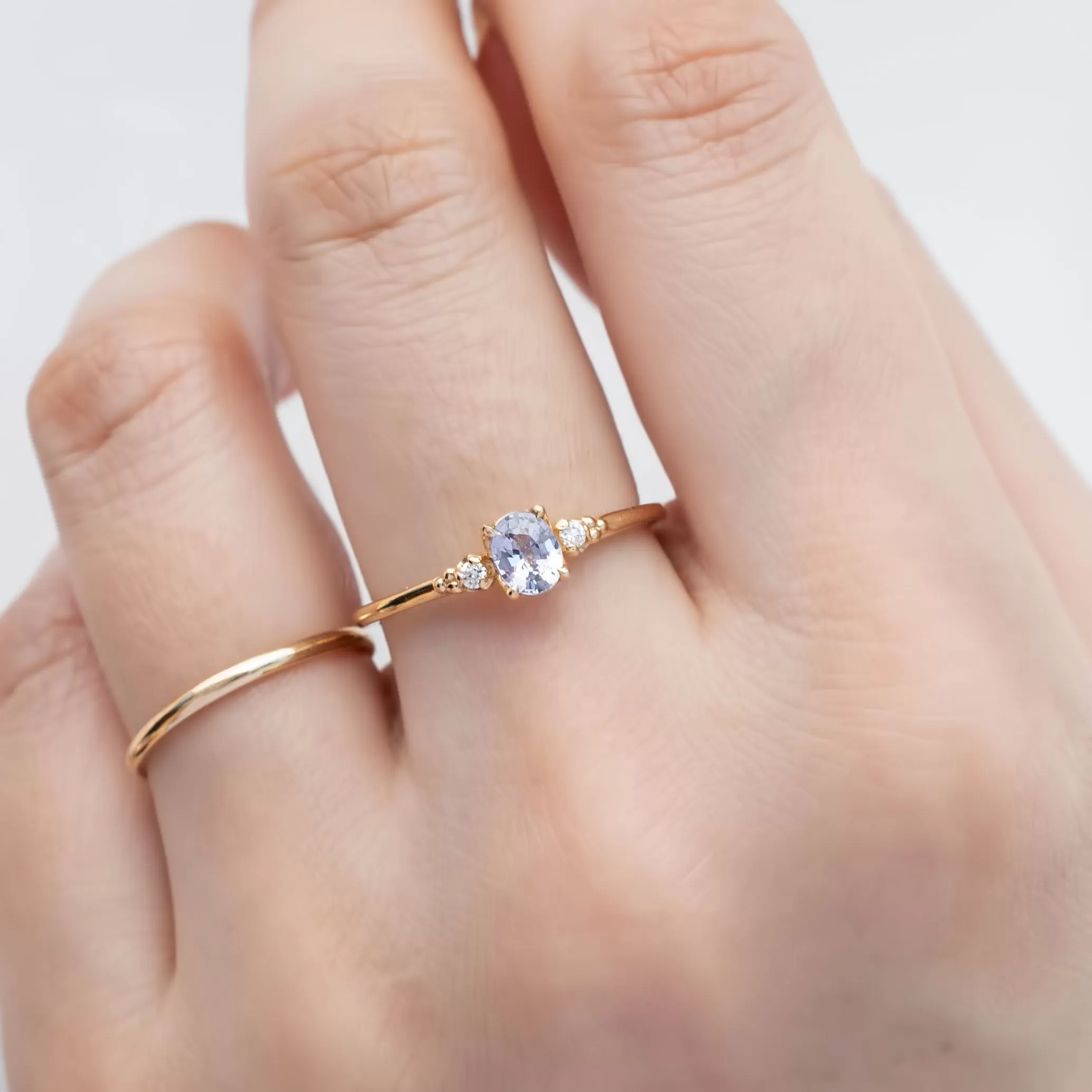 Estel Ring - 5x4mm 0.40ct Light Blue Sapphire