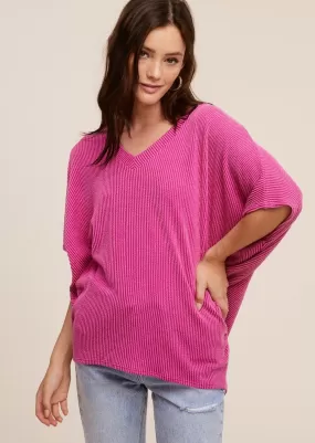 FINAL SALE - Ribbed V-Neck Dolman Tops - 2 Colors!