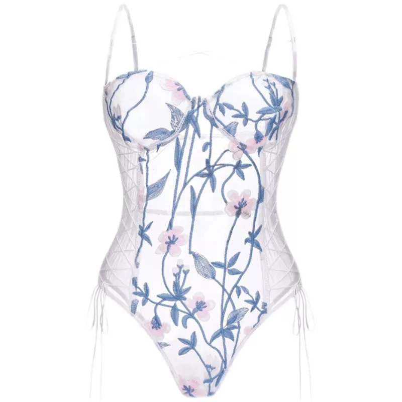 Floral Mesh Harness Bodysuit AD210160