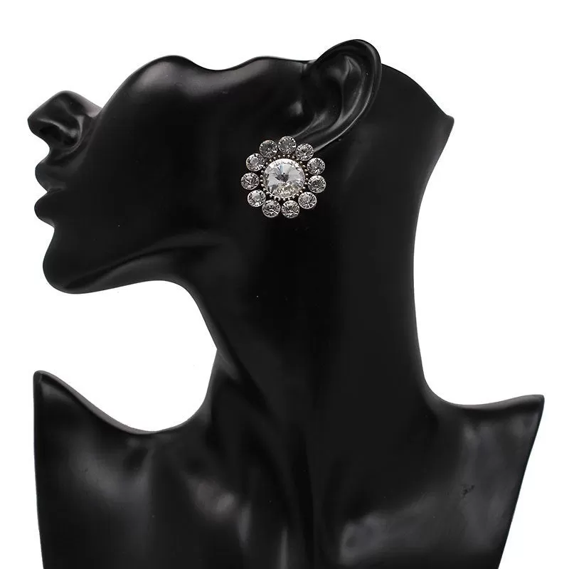 Flower Shape Crystal Party Stud Earring