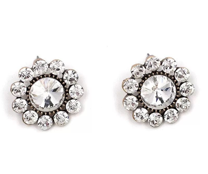 Flower Shape Crystal Party Stud Earring