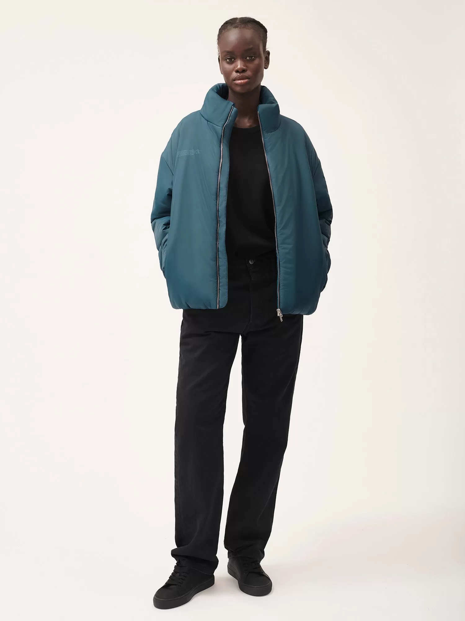 Flower-Warmth Puffer Jacket—Storm Blue