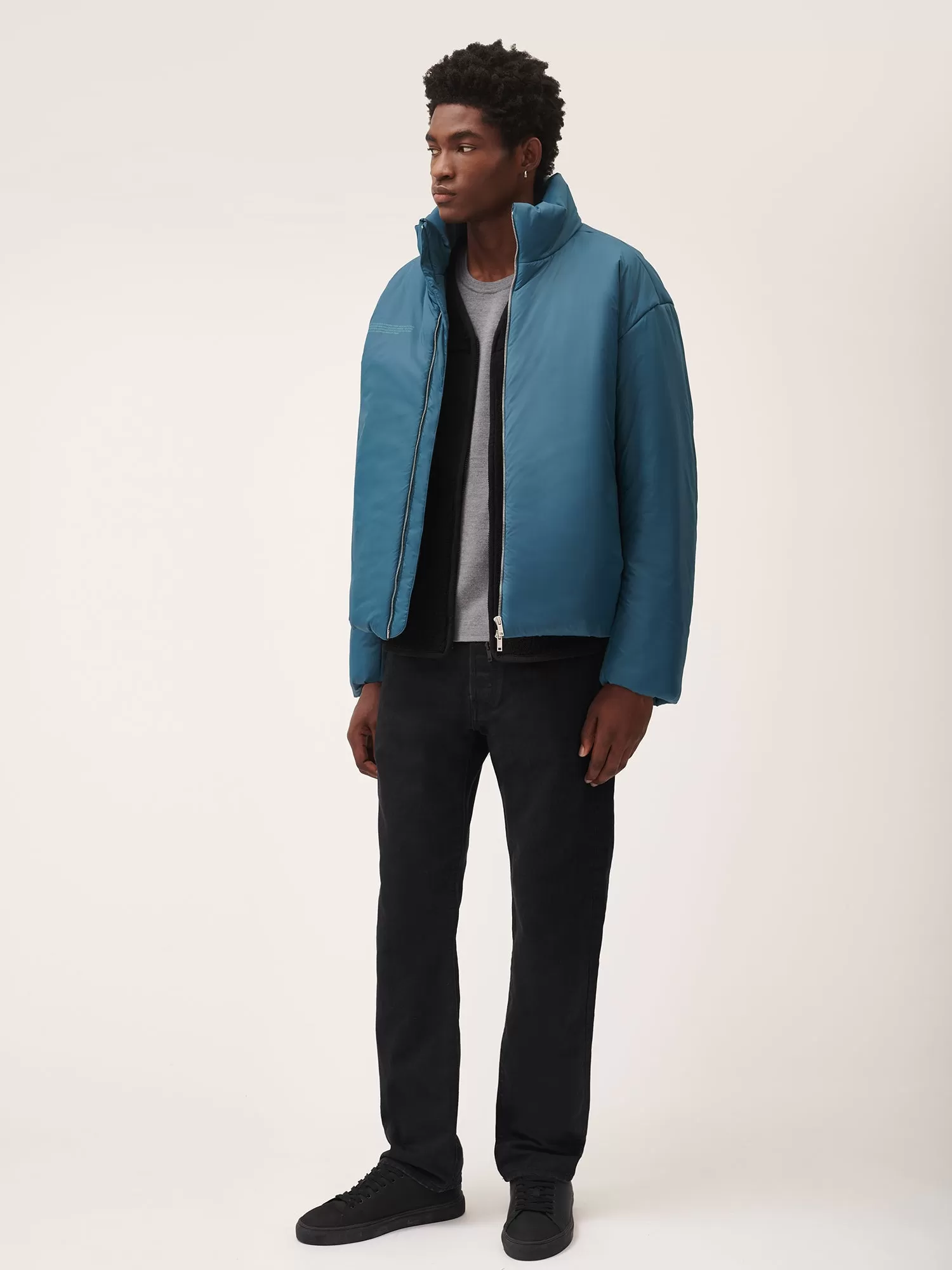 Flower-Warmth Puffer Jacket—Storm Blue