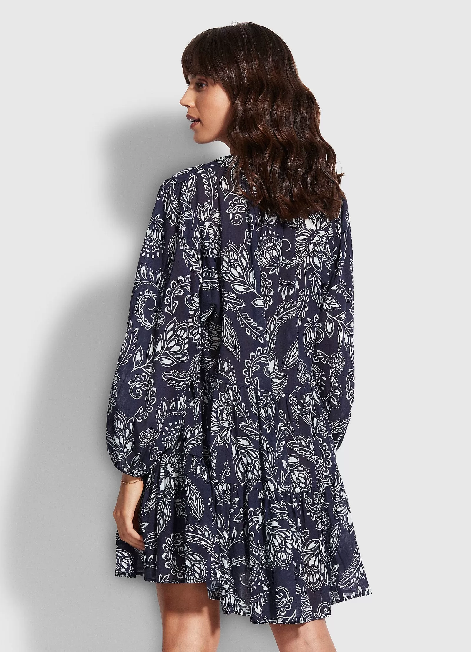 Folklore Tier Dress  - True Navy