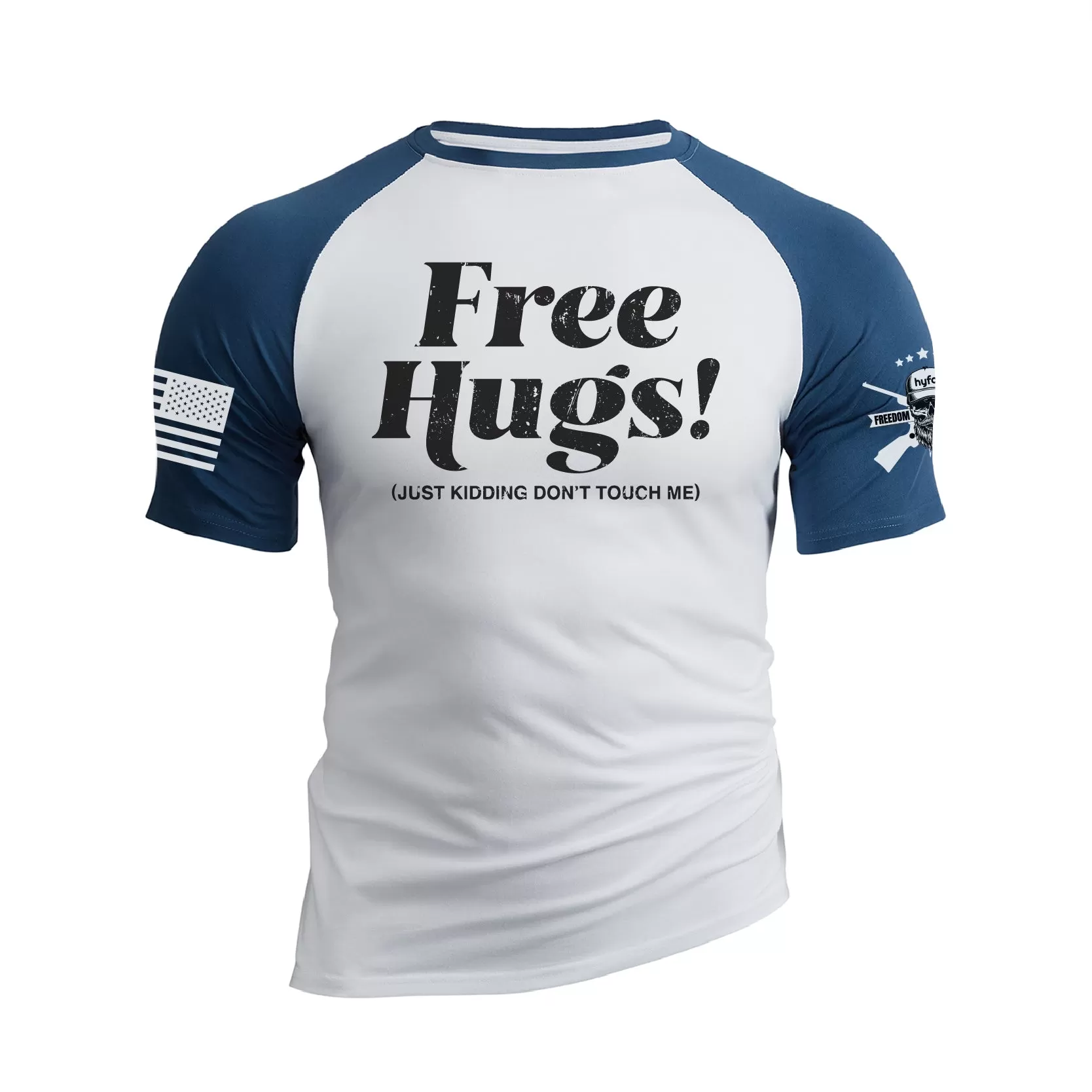 FREE HUGS RAGLAN GRAPHIC TEE