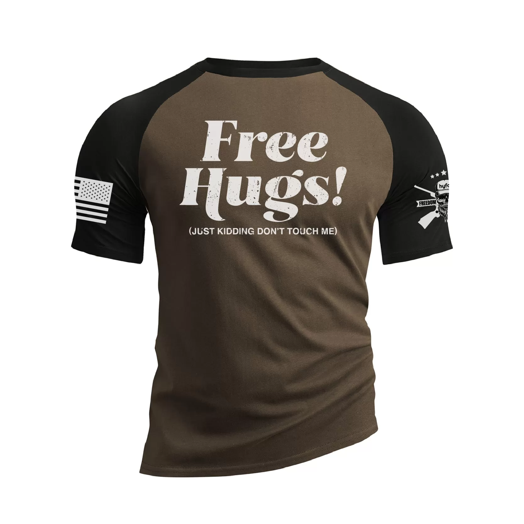 FREE HUGS RAGLAN GRAPHIC TEE