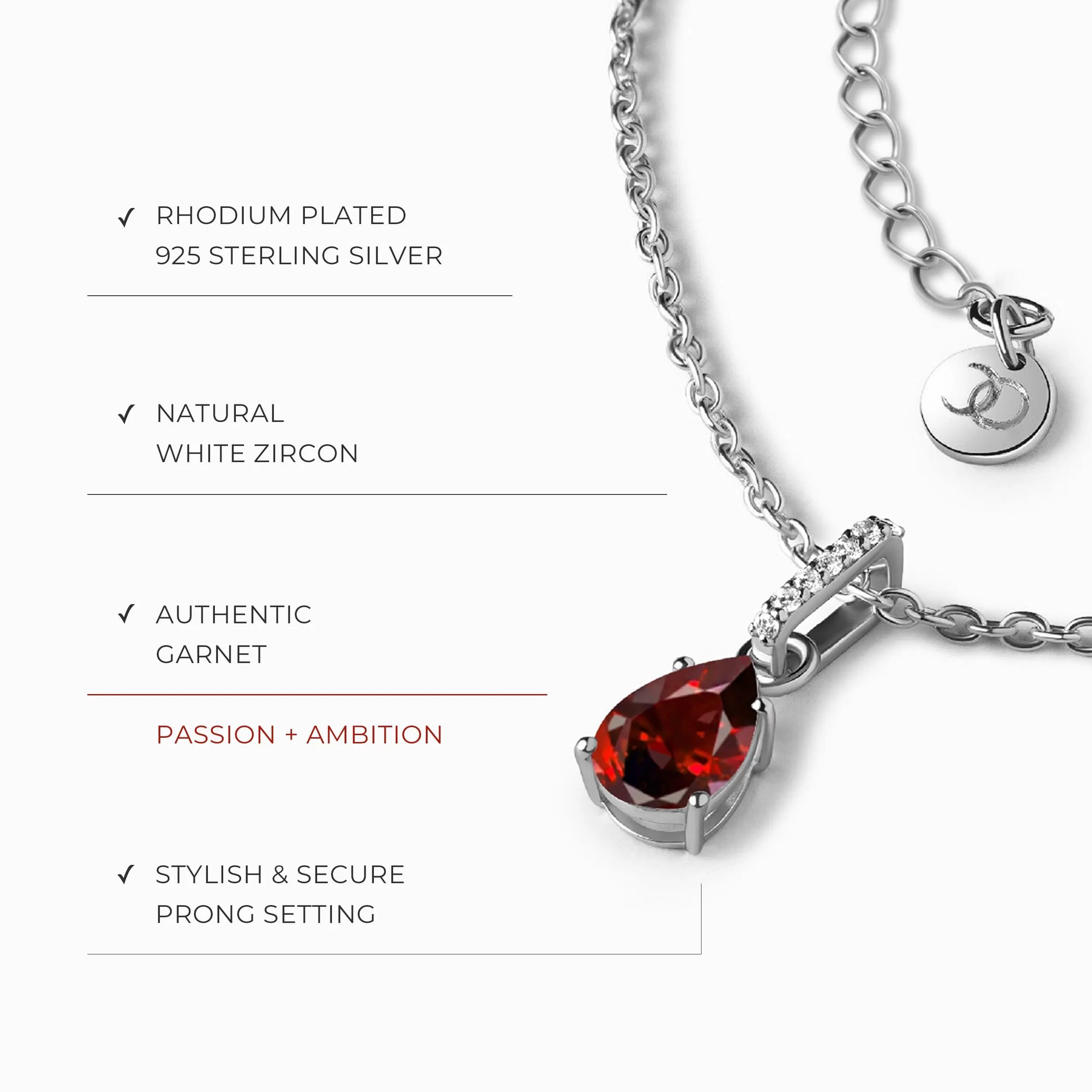 Garnet Necklace Sway - January Birthstone