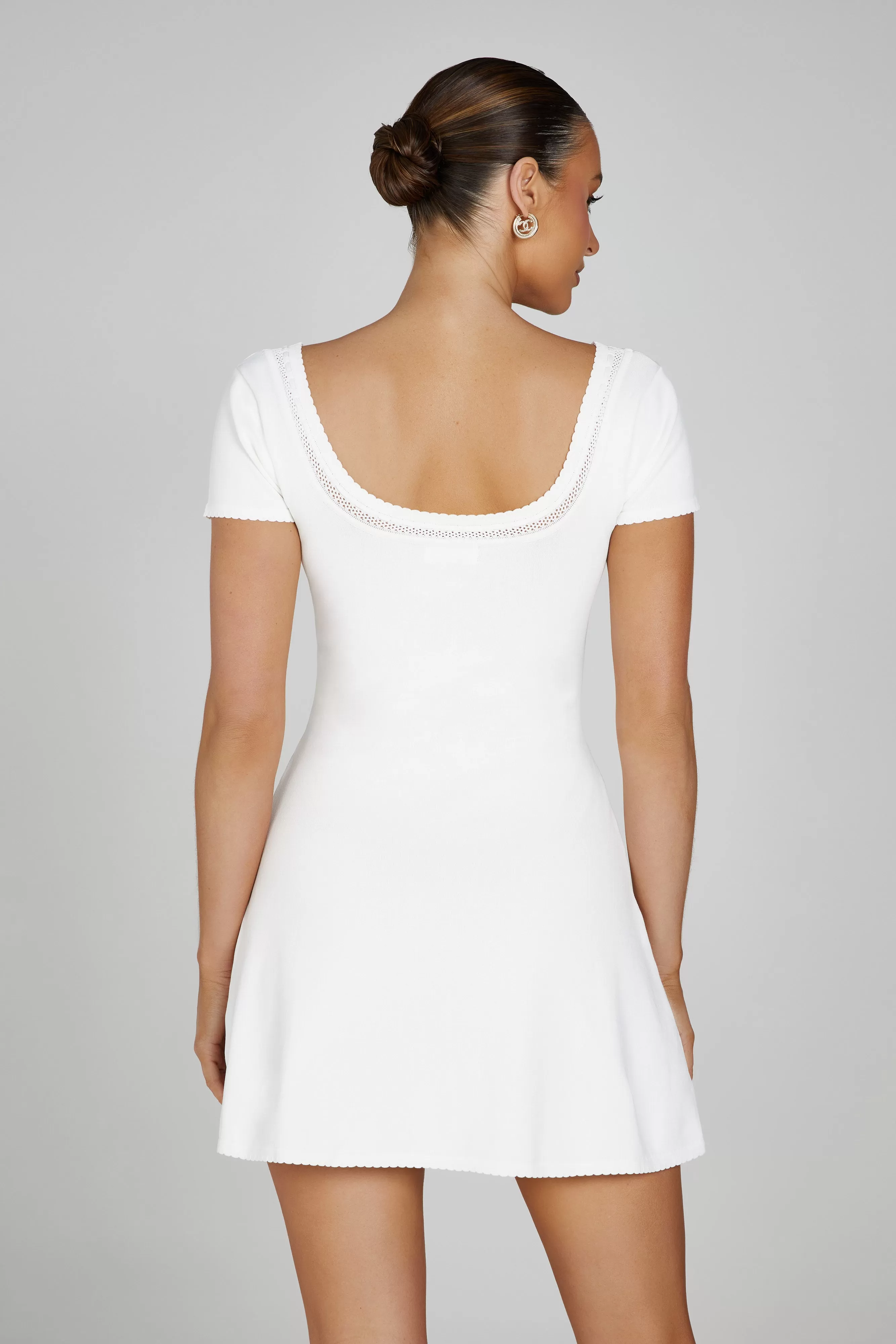 Georgia Pointelle Knit Mini Dress - White