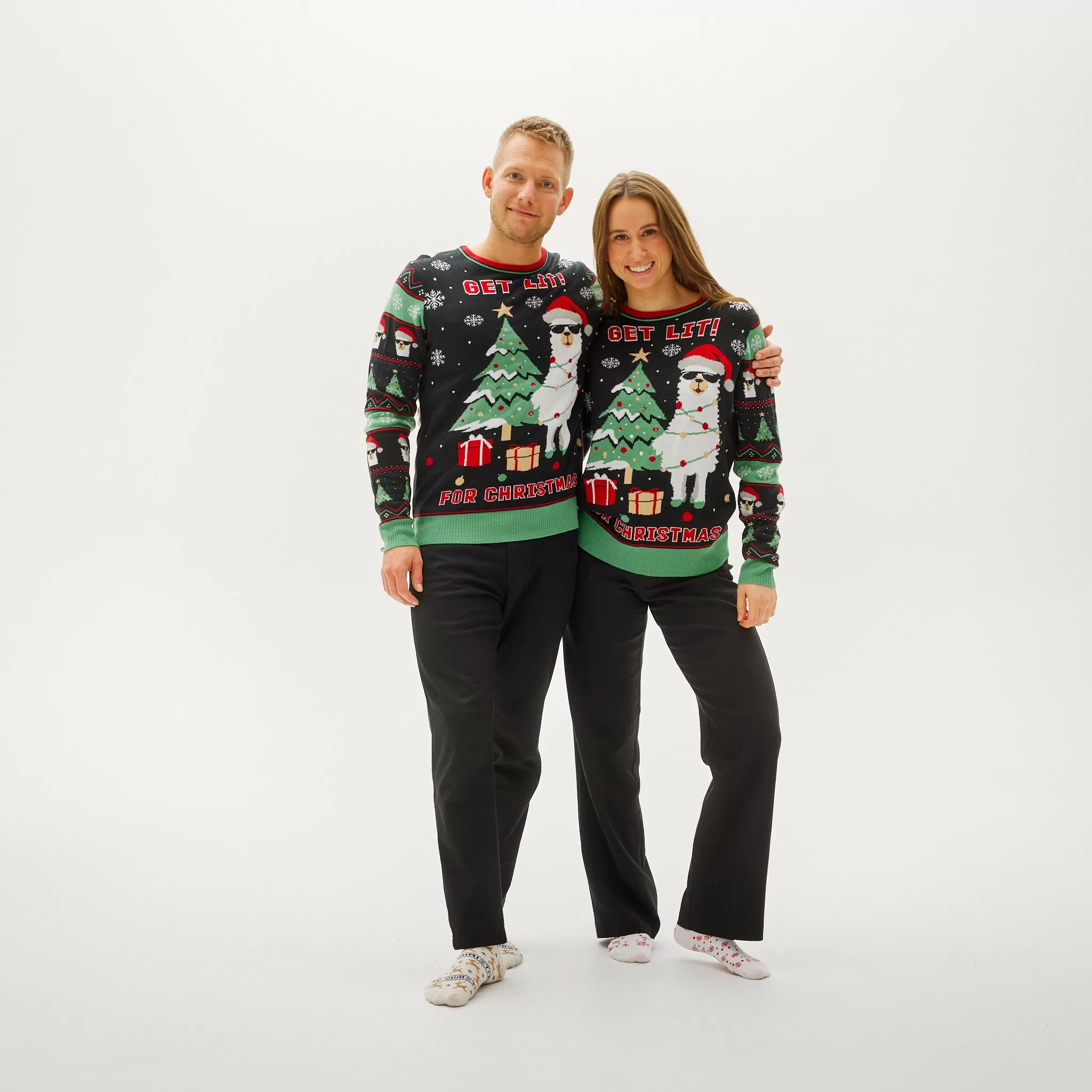 Get Lit Llama Christmas Sweater - Herre