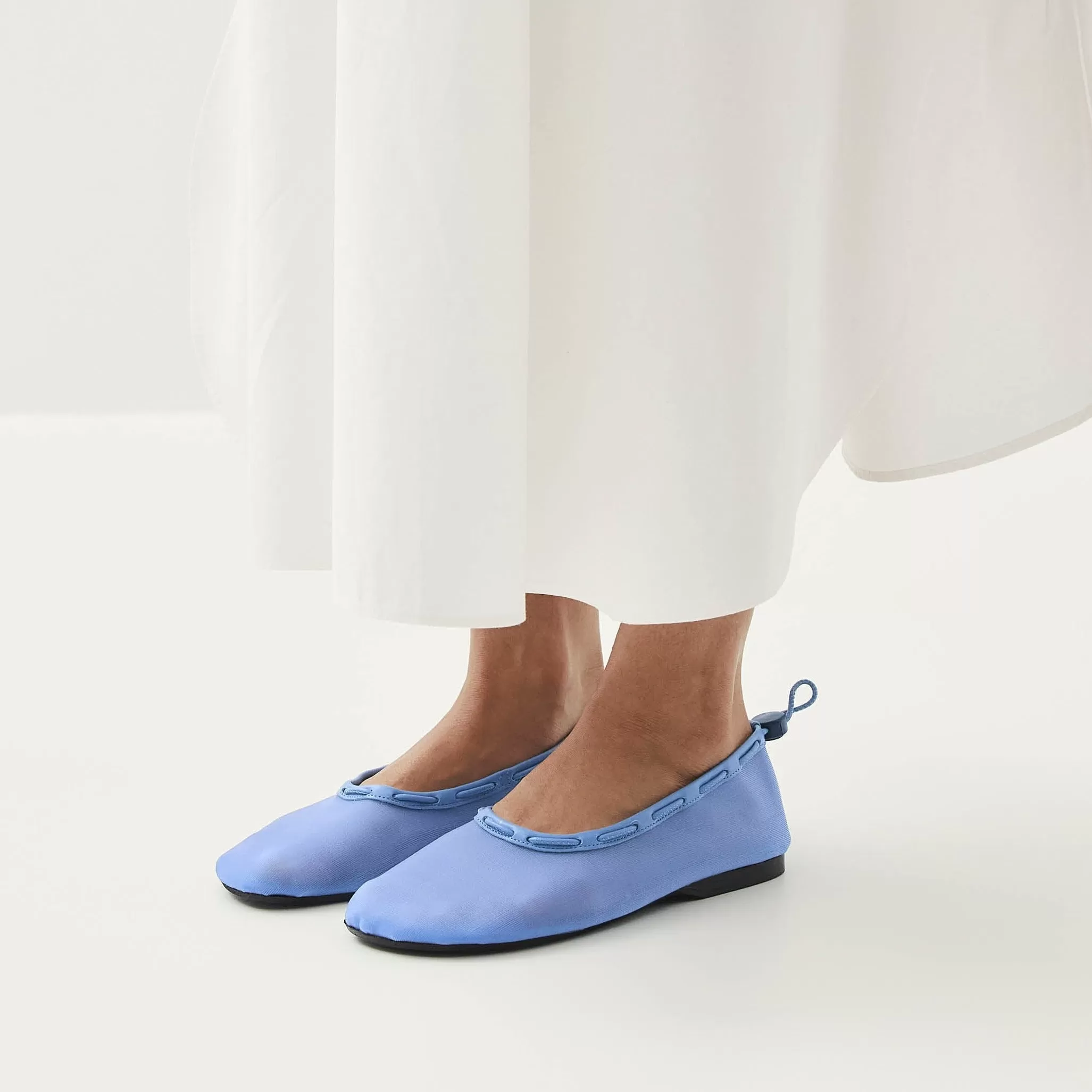 Gill Mesh Blue Leather Ballet Flats