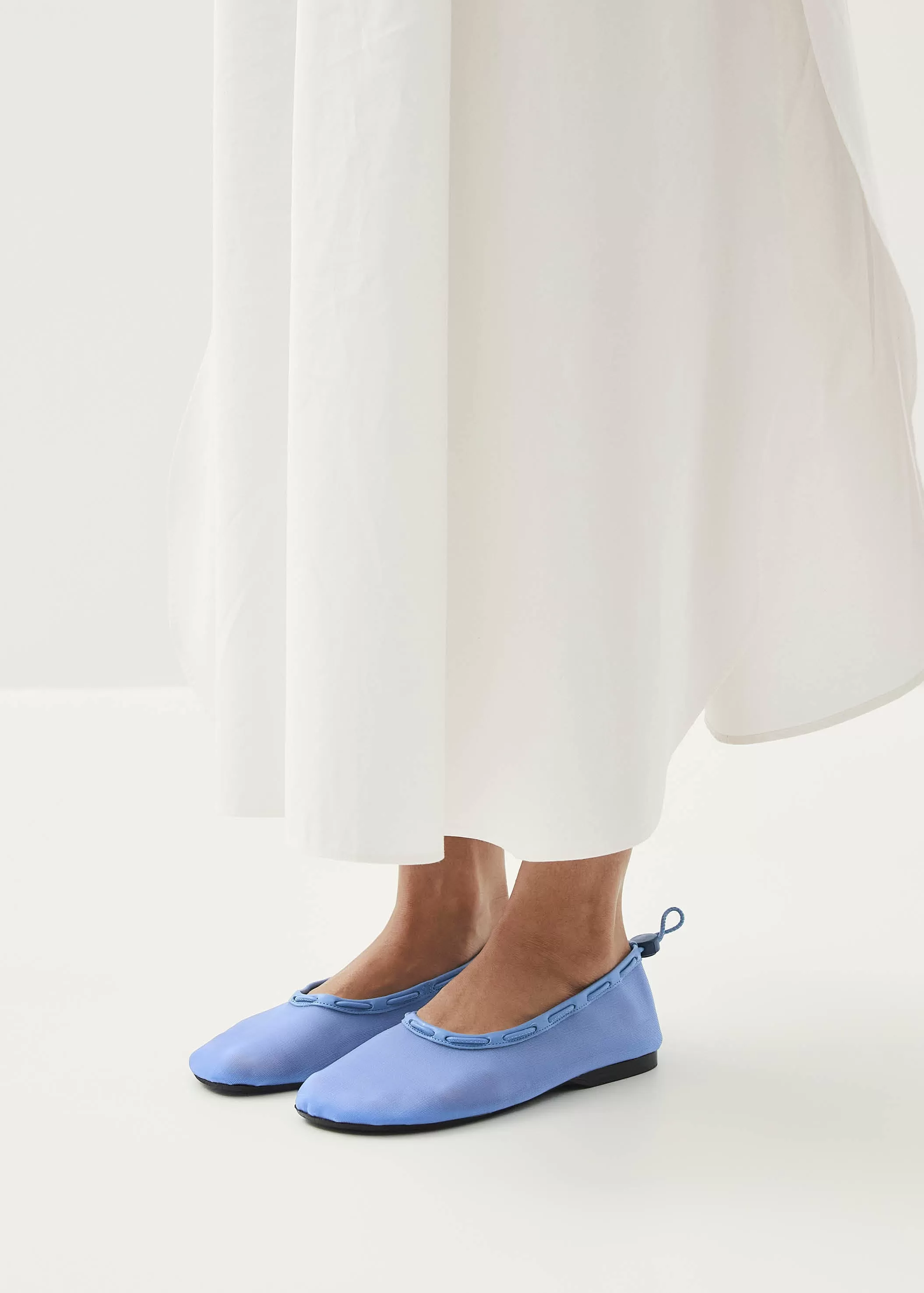 Gill Mesh Blue Leather Ballet Flats