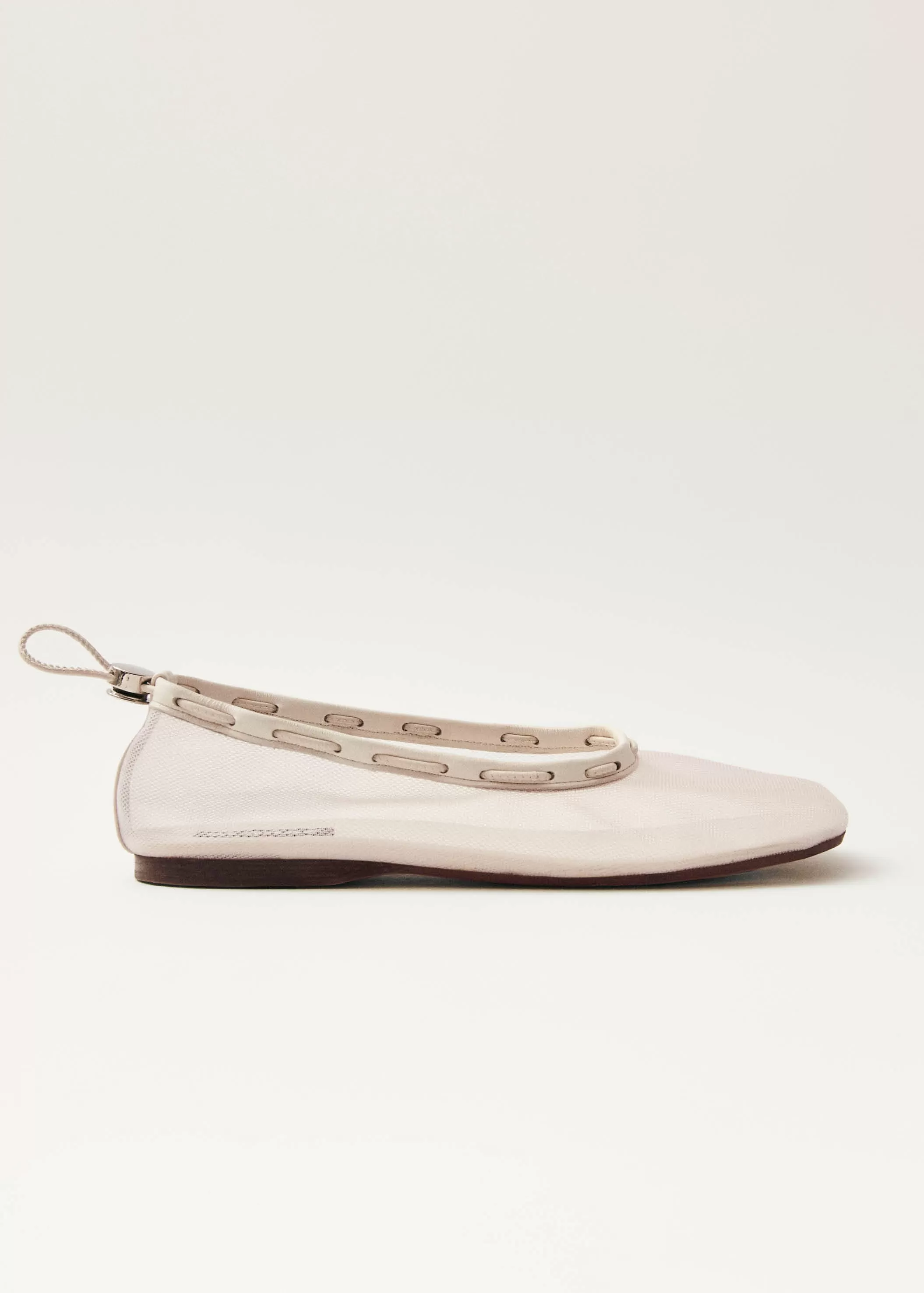 Gill Mesh White Leather Ballet Flats