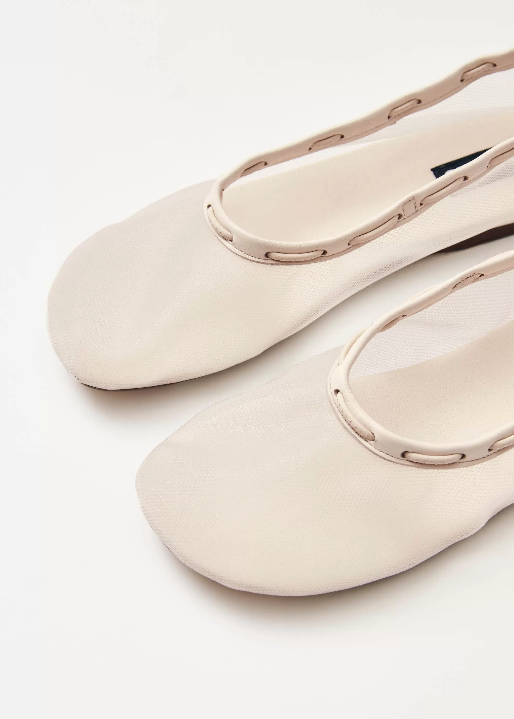 Gill Mesh White Leather Ballet Flats