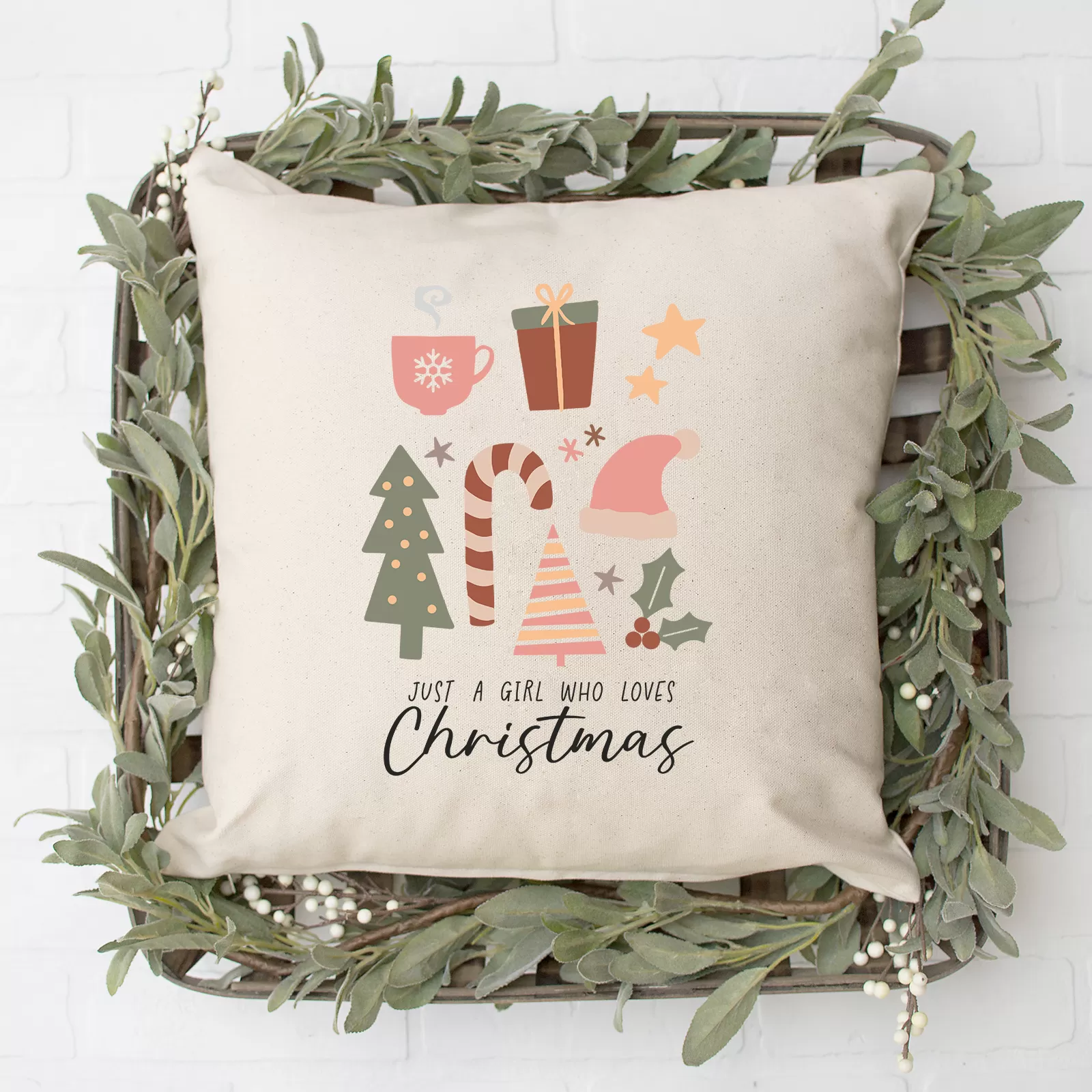 Girl Who Loves Christmas Pillow