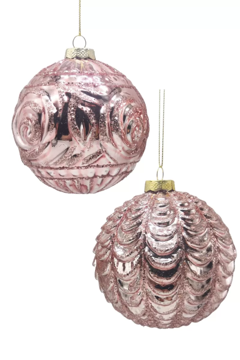 Glass Baubles, Pink Rose