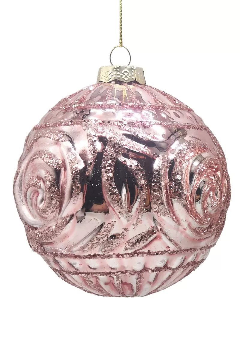 Glass Baubles, Pink Rose