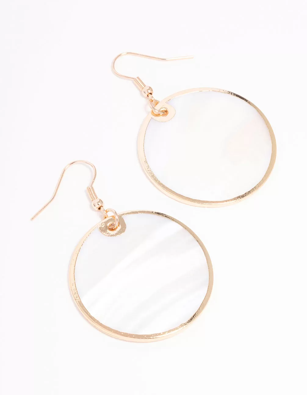 Gold Shell Disc Drop Earrings