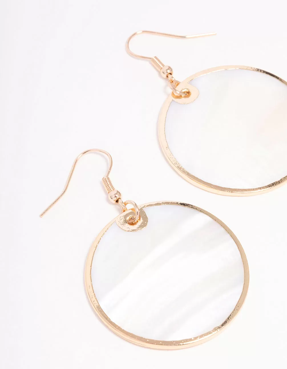 Gold Shell Disc Drop Earrings