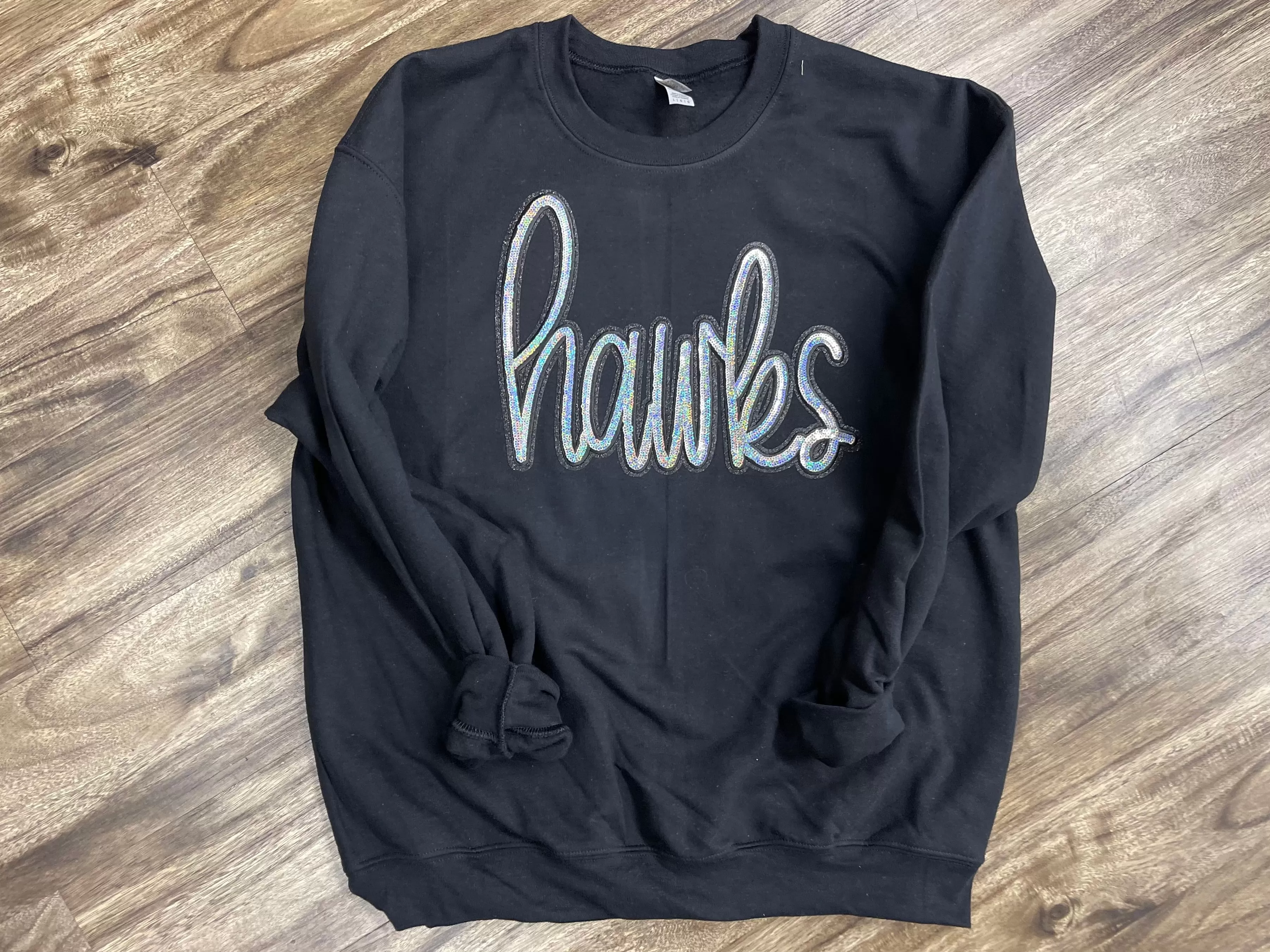 Hawks Sequin Black Sweatshirt