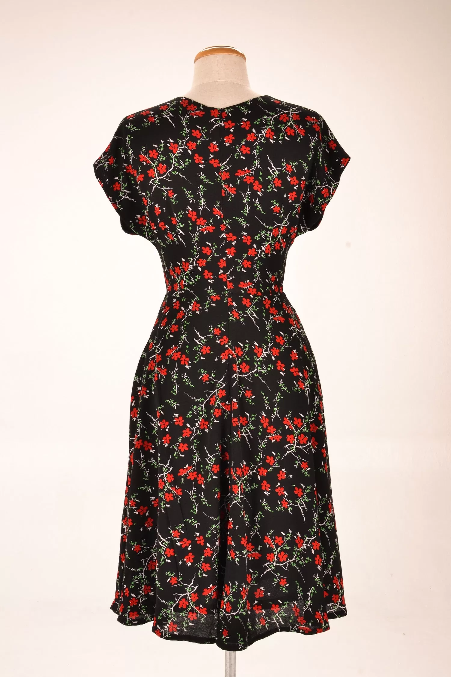 Kay Floral Black & Red Dress