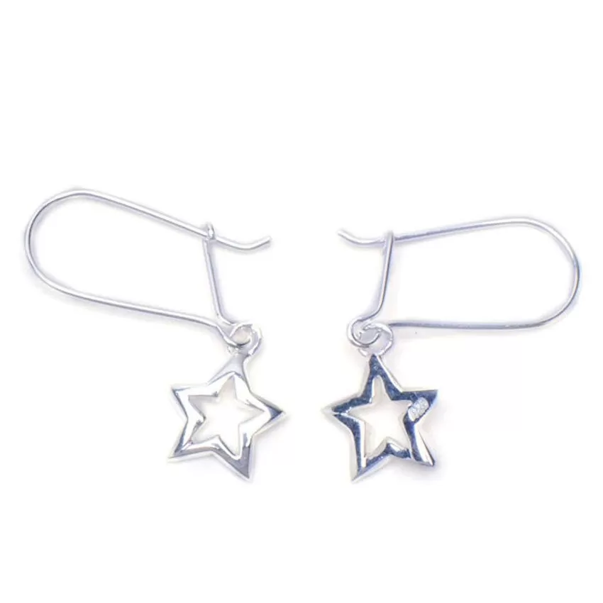 Kidney Ear Wire cut-out Star Earrings