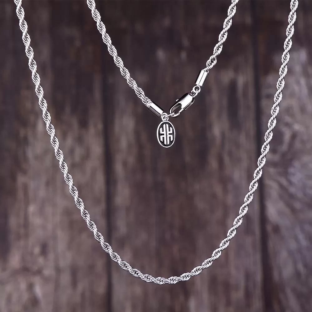 KRKC 3mm Mens Rope Chain in White Gold