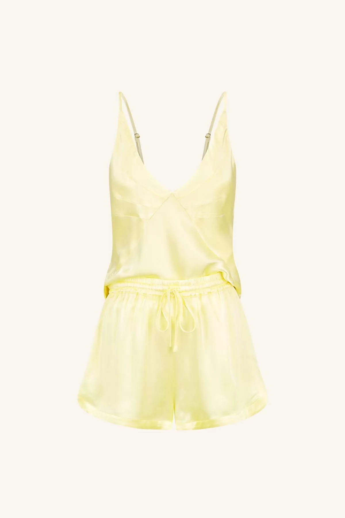 LA LUNE LOUNGE PLUNGED SLIP CAMI SET - LEMON