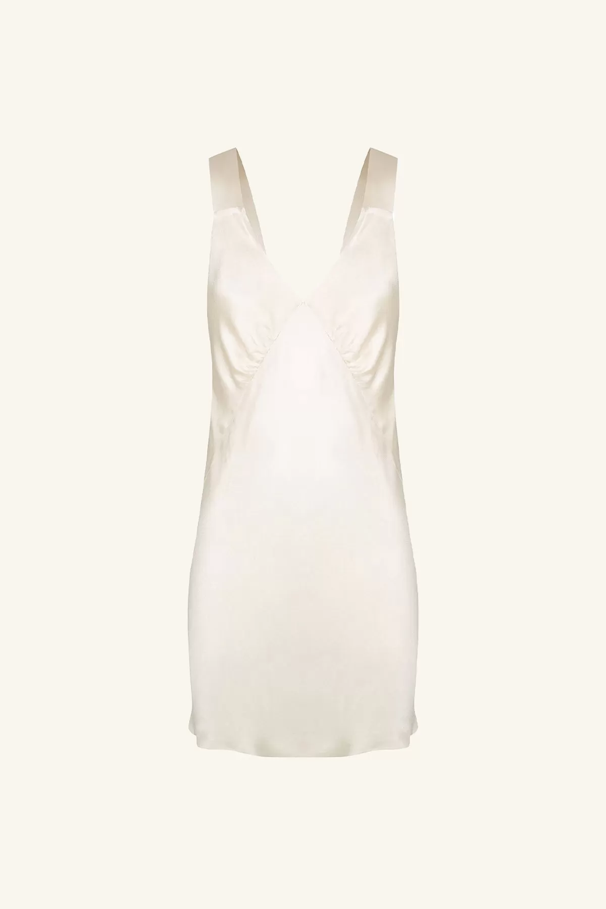 LA LUNE PLUNGED SLIP DRESS - CREAM