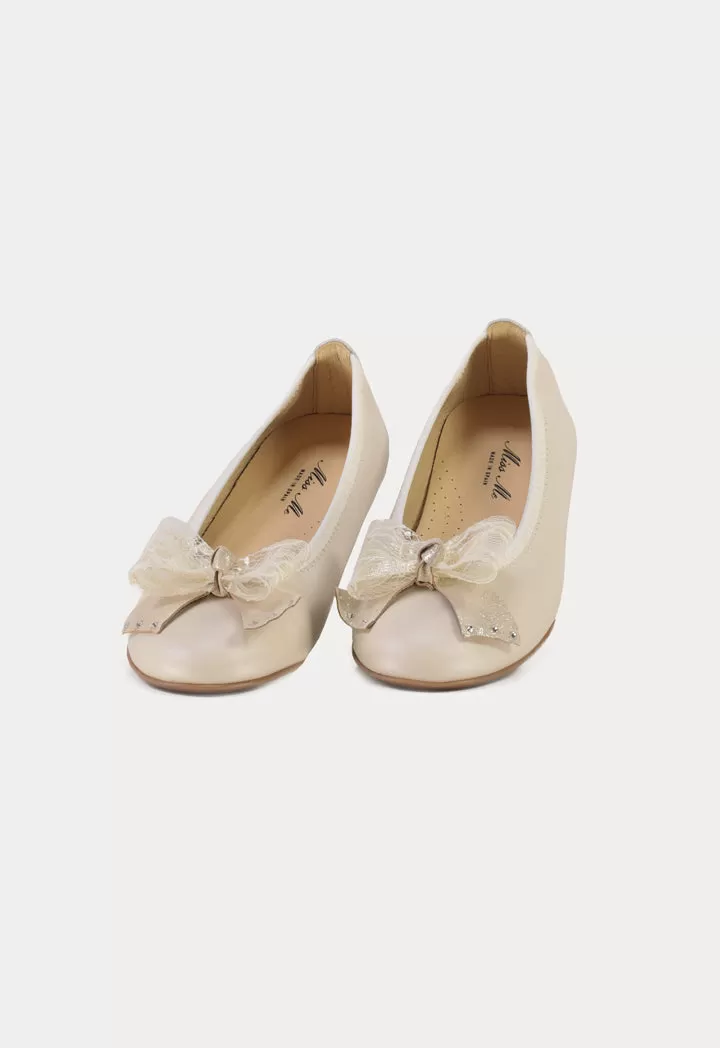 Laced Bow Flat Ballerina Shoes