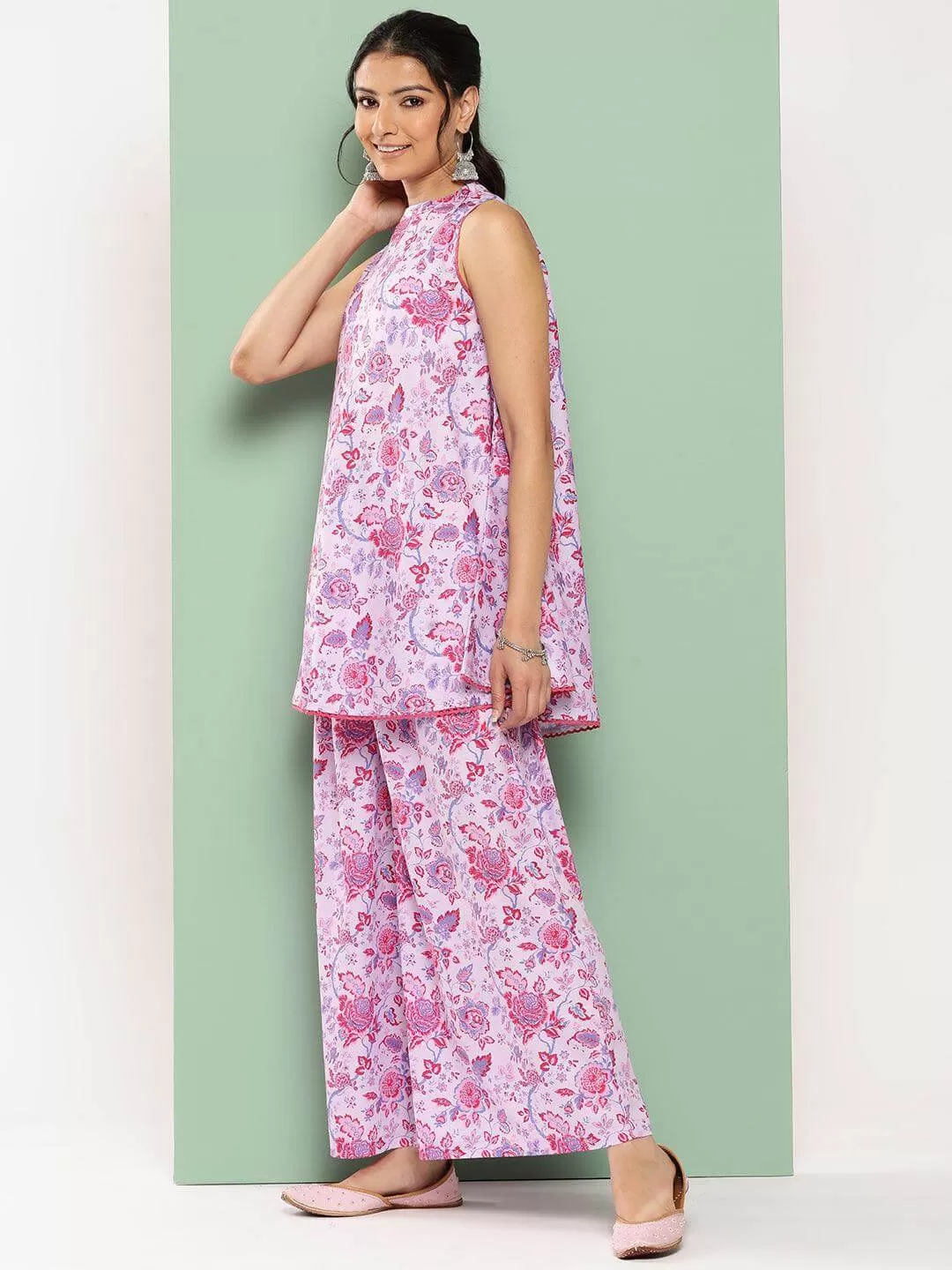 Lavender Crepe Digital Printed Co-ords Set