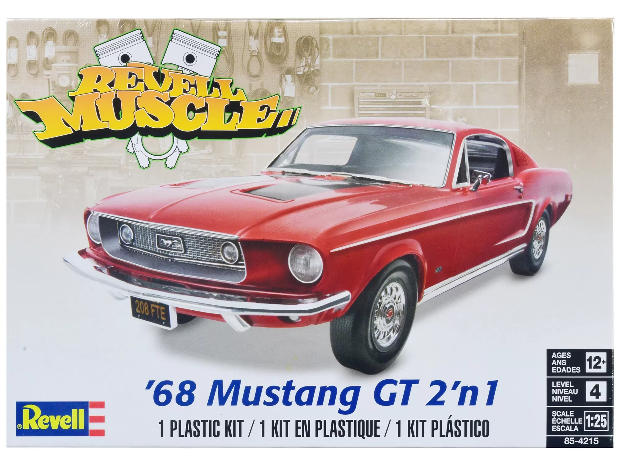 Level 4 Model Kit 1968 Ford Mustang GT 2-in-1 Kit Revell Muscle 1/25 Scale Model by Revell