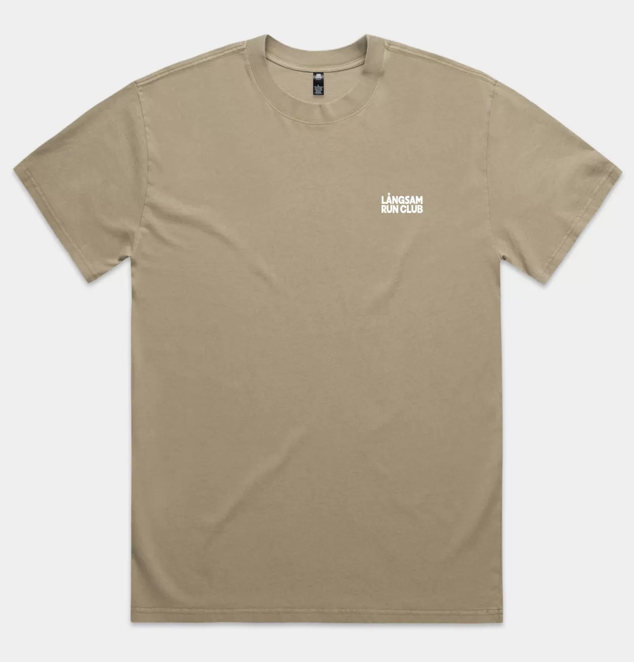 Lngsam Run Club Heavy Faded Logo T-Shirt in Khaki