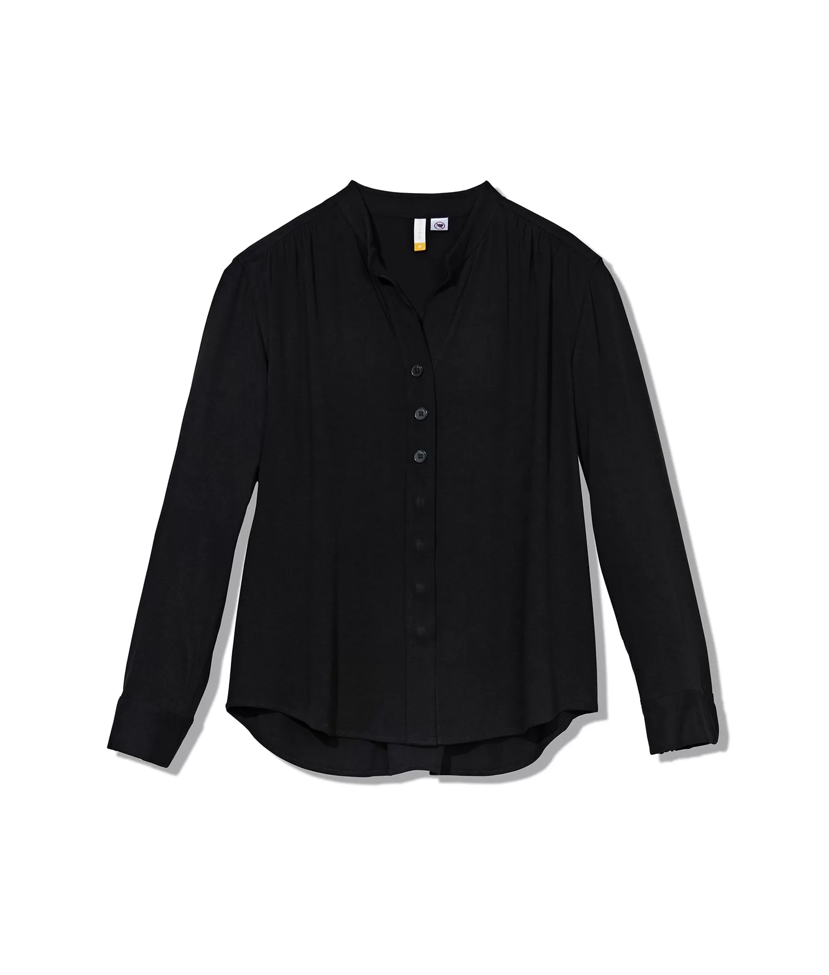 Long Sleeve Button-Front Shirt with Magnetic Closures In Black