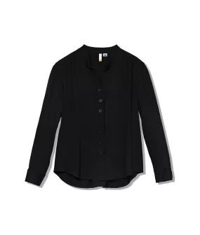 Long Sleeve Button-Front Shirt with Magnetic Closures In Black