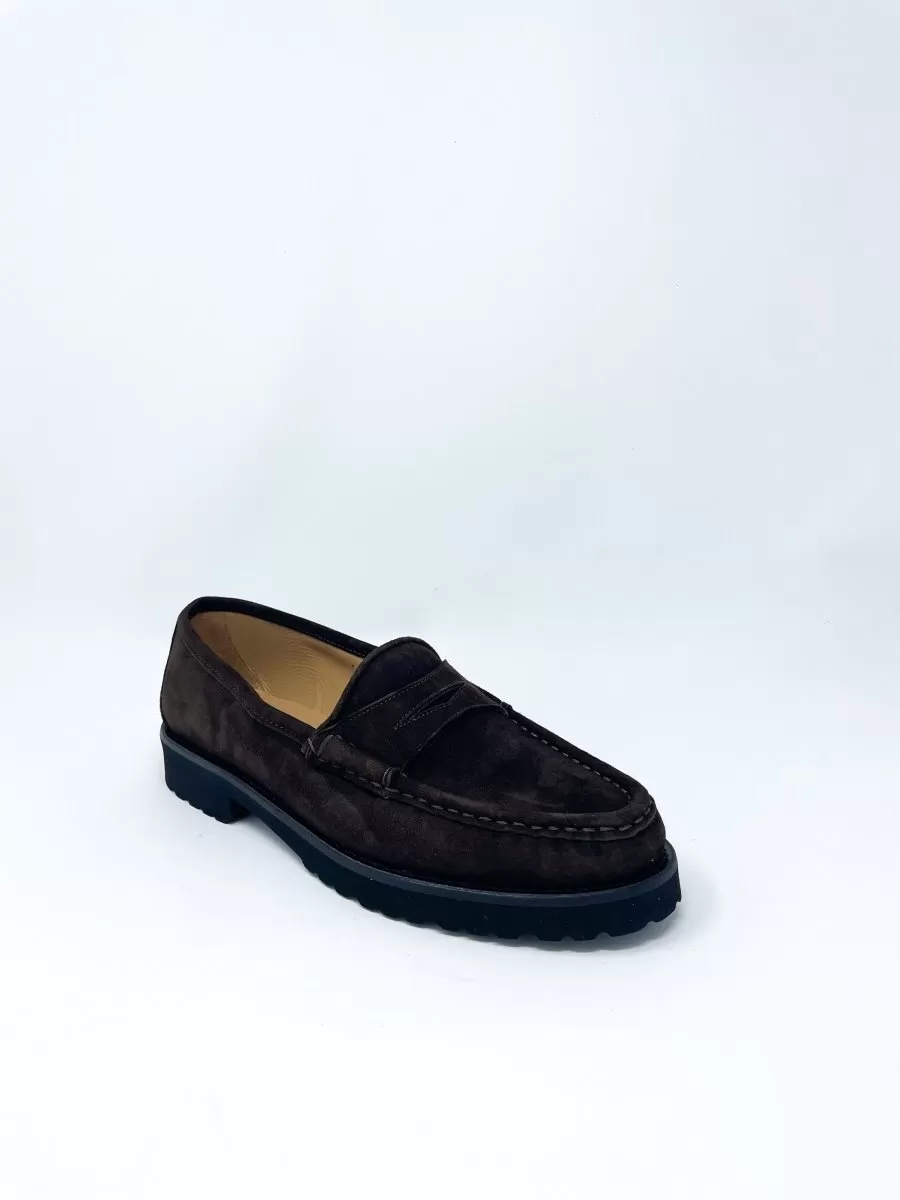 Lug Sole Loafer in Chocolate Suede