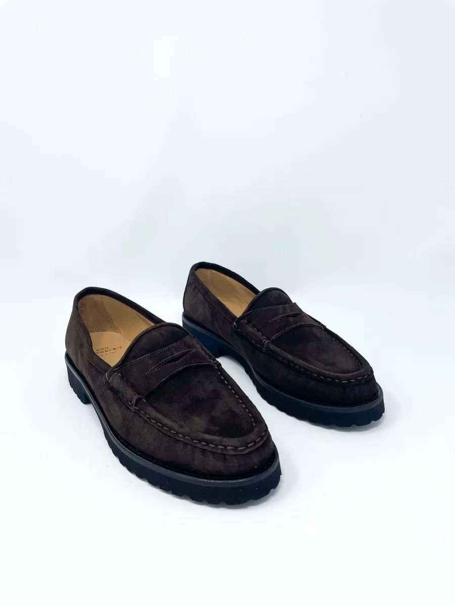 Lug Sole Loafer in Chocolate Suede