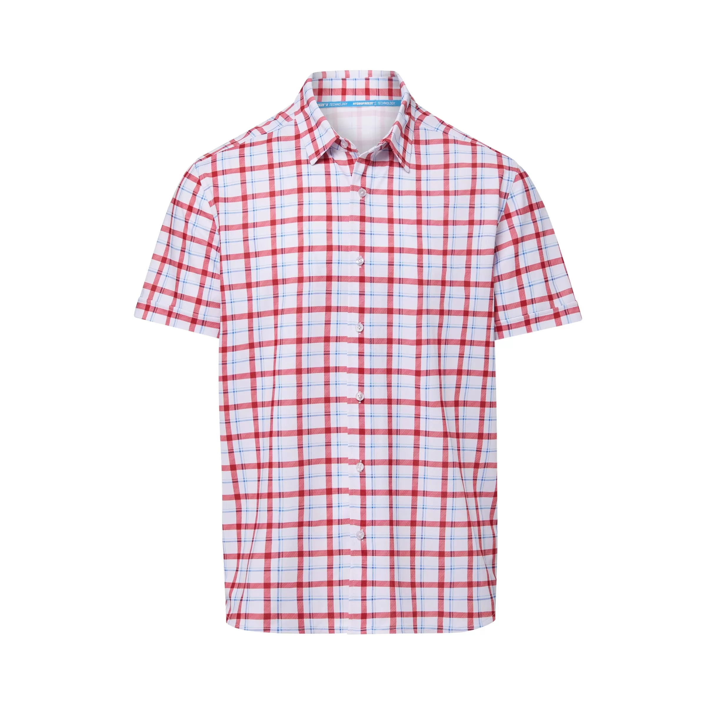 MagnaReady x Arctic Cooling Magnetic Front Polo Short Sleeves in Red Plaid