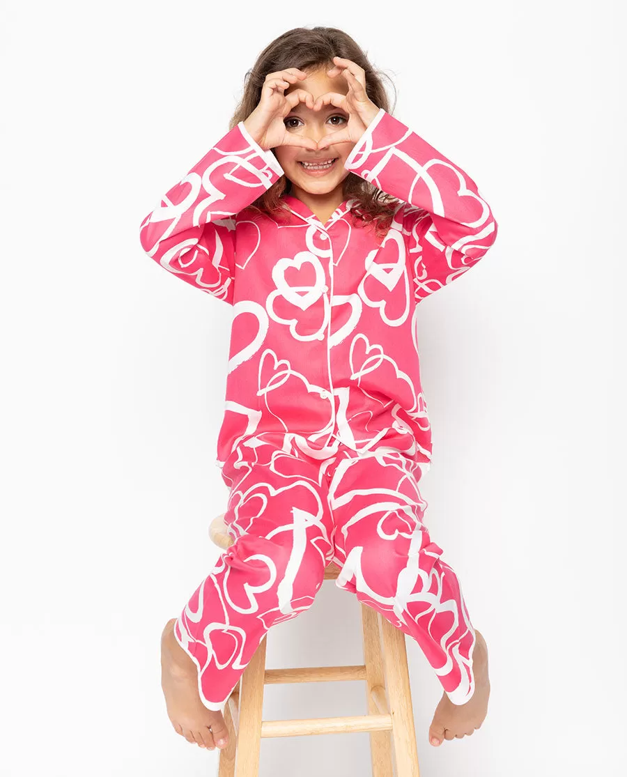 Mallory Pink Heart Print Pyjama Set