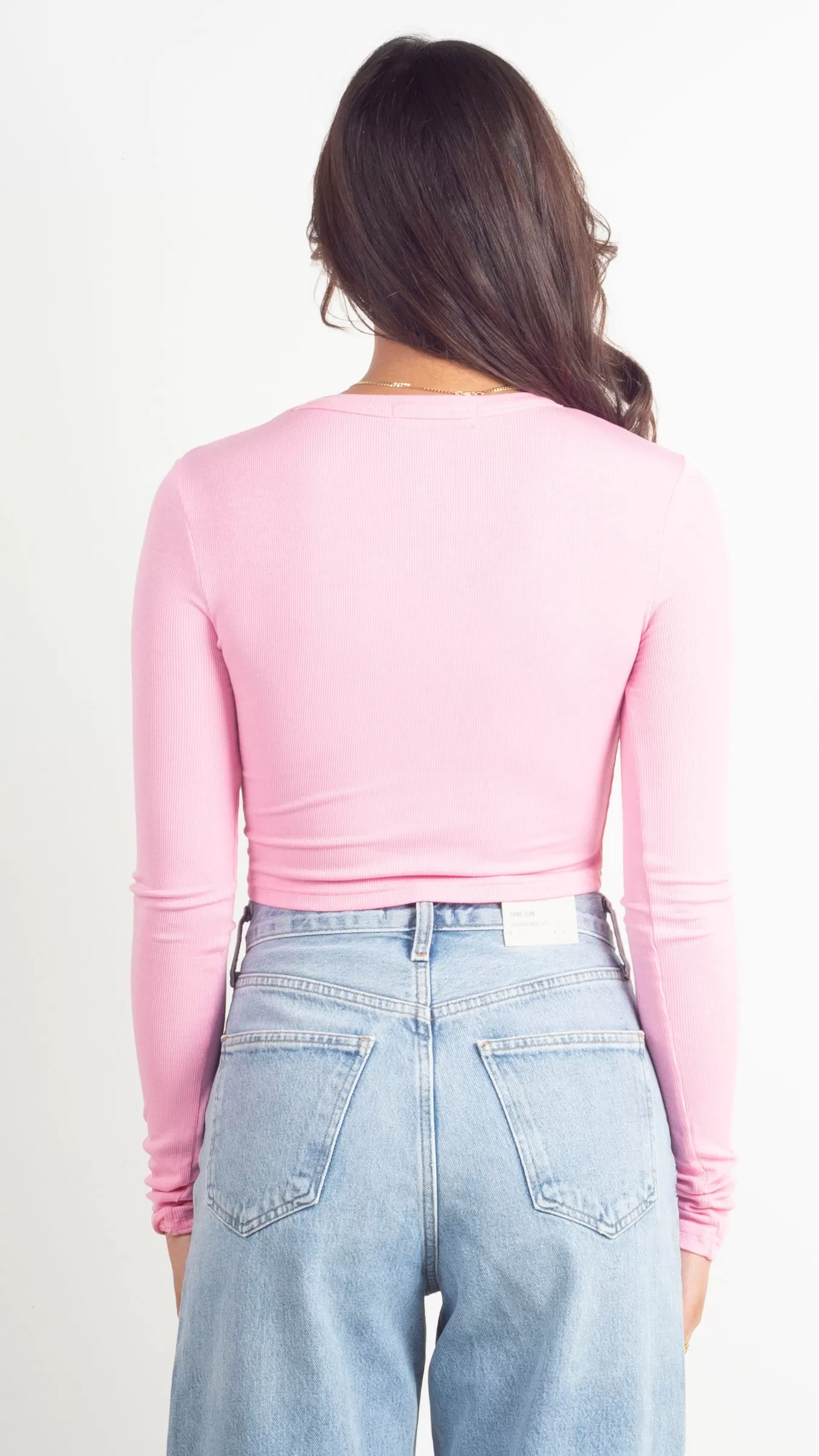 Micro Rib Cropped LS - Pink