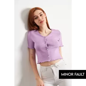 (Minor Fault) Lilac Button Down Crop Top