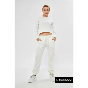 (Minor Fault) White Oversized Printed Joggers